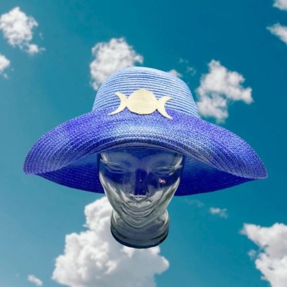 Custom Hand Tie-Dye Blue Moon Sun Hat OS main image 9